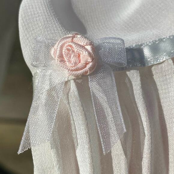 Betsey Johnson Sheer White Intimates Robe Rose Flutter Pleated Sleeve Ballerina - Picture 4 of 16